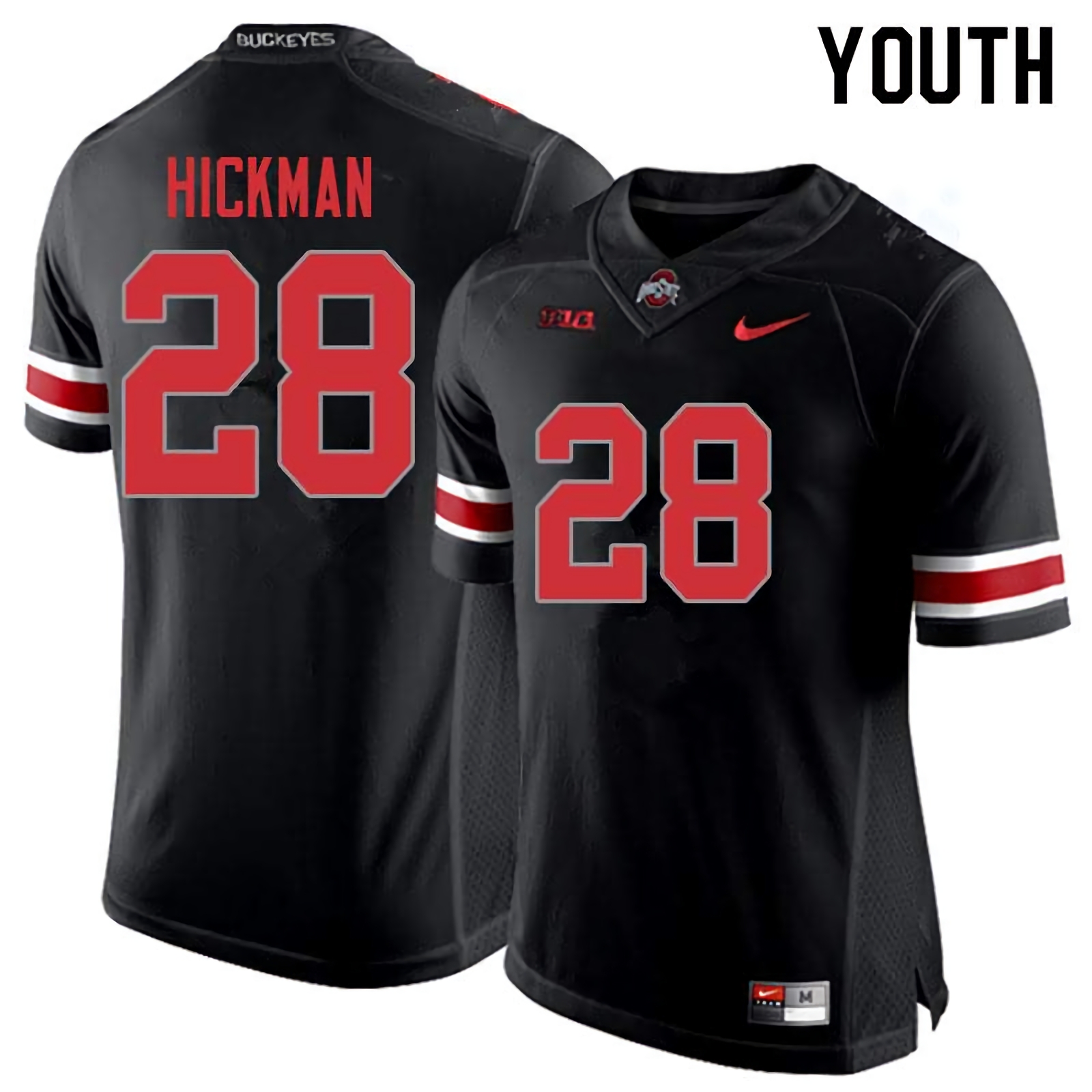 Ronnie Hickman Ohio State Buckeyes Youth NCAA #28 Nike Blackout College Stitched Football Jersey AMF2156ZR